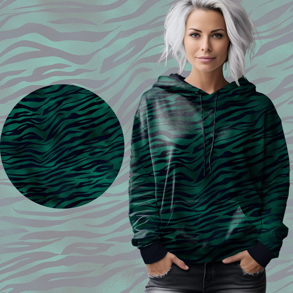 Bio French Terry mit Überbreite (Stoffbreite ca. 180 cm): Eigenproduktion Wild Stripes green - von Graustufen-Stoffe